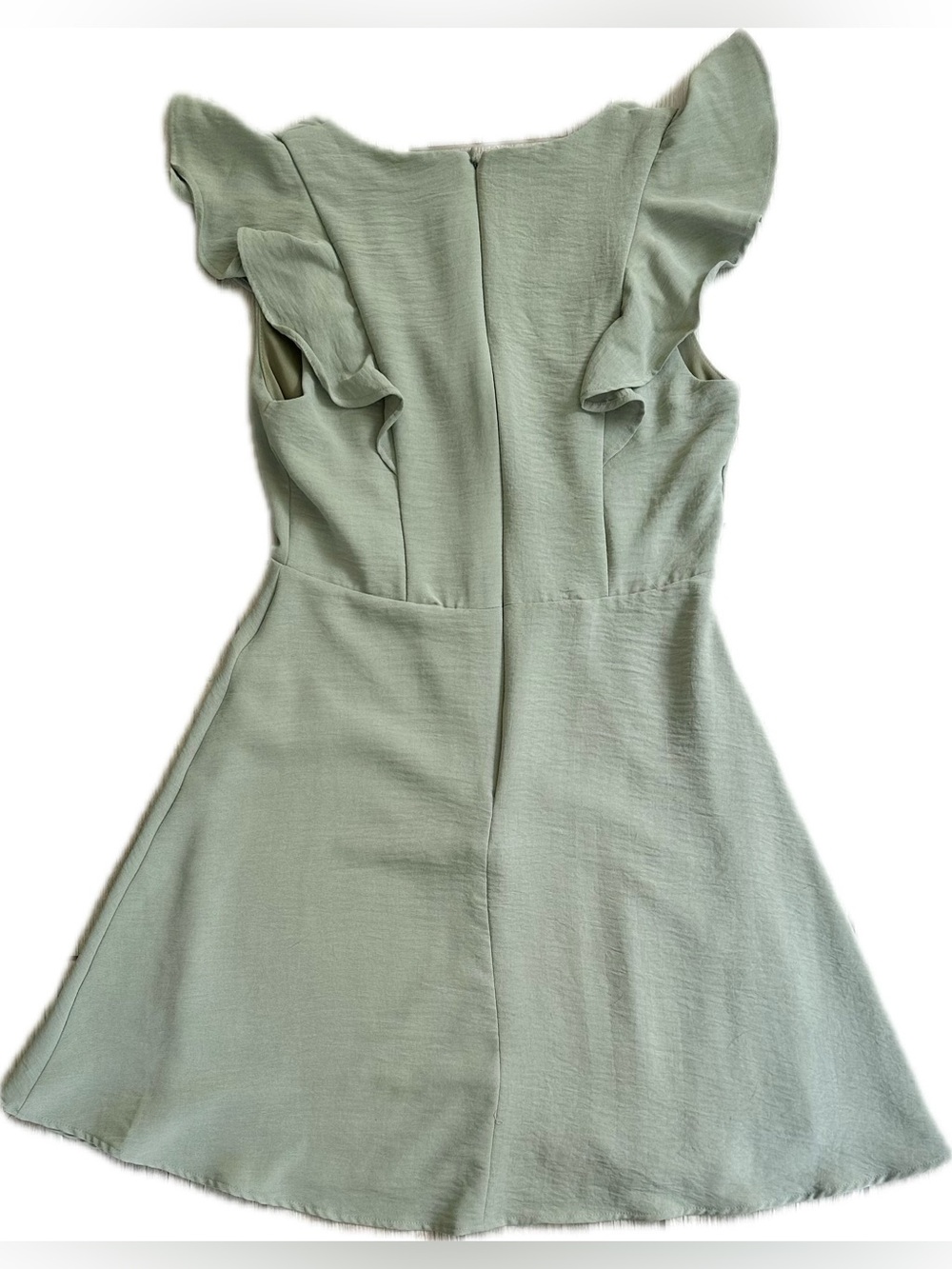 Altar'd State Sage Green V-Neck Flutter Sleeve Mini Dress - Picture 3 of 5